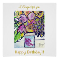 Belle carte Bouquet Géant Anniversaire