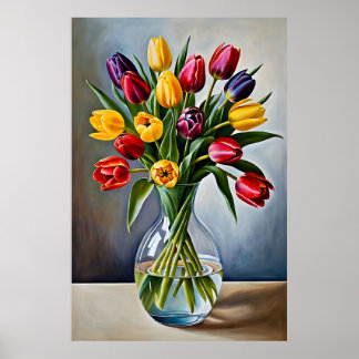 Poster Belle Cascade de Tulipe Romantique