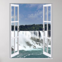 Belle Cascade Faux Fenêtre Vue
