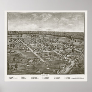 Poster Belle Centre, OH Carte panoramique - 1874
