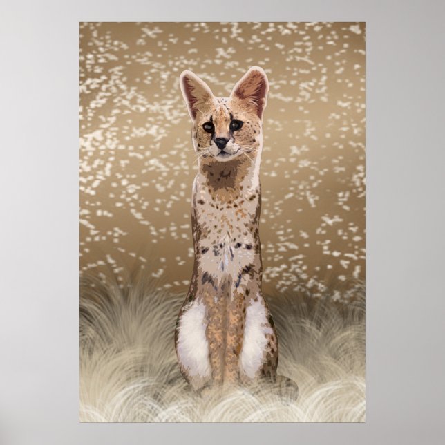 Poster Belle Chat Serval Africain Sauvage (Devant)