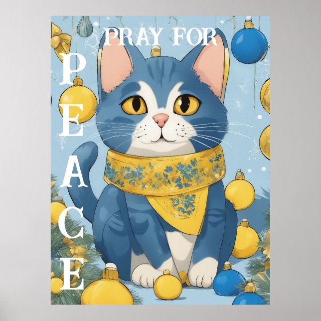 Poster Belle chatte jaune aux yeux bleus - ukraine (Devant)