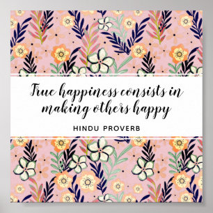 Poster Belle citation de bonheur Floral Art Inspirationne