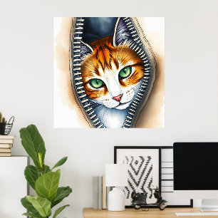 Poster Belle Collection de chats en aquarelle tendance