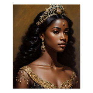 Poster Belle Couronne d'or de Reine noire