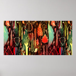 Poster belle couture motif des feuilles d'automne et tr