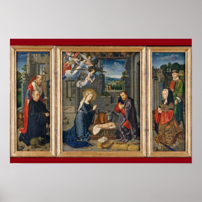 Poster Belle crèche Scène de Noël Religieux Jésus (Devant)