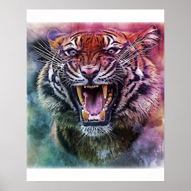 Poster Belle croissance Tigre Bengale Tigre photo visage (Devant)