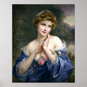 Poster Belle Dame vintage En Bleu