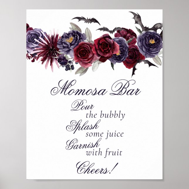 Poster Belle déplaisante | Chauves-souris florales gothiq (Devant)