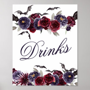 Poster Belle déplaisante   Gothique Floral Bats Open Bar