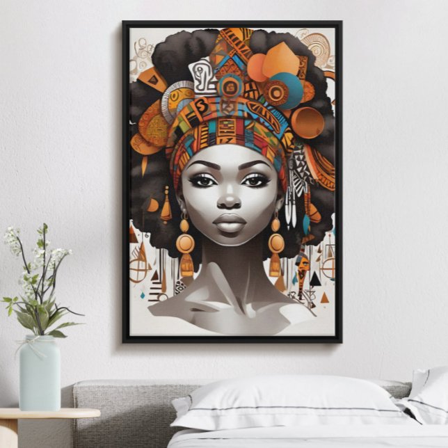 Poster Belle femme africaine en coiffure traditionnelle (Créateur téléchargé)