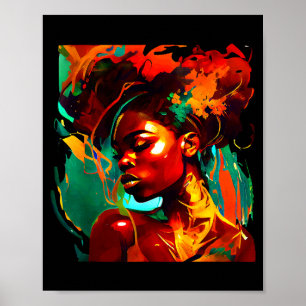 Poster Belle femme afro-américaine d'art noir