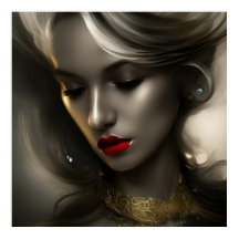 Belle femme blonde bronze or avec lèvres rouges 3
