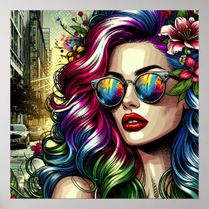 Poster Belle femme dans la ville
