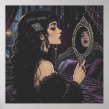 Belle femme gothique regardant dans un miroir anti