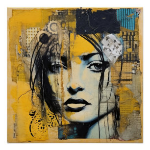 Poster Belle Femme Mélange D'Art Médiatique