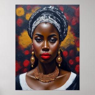Poster Belle femme noire africaine peint