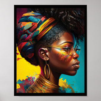 Poster Belle femme noire avec un foulard