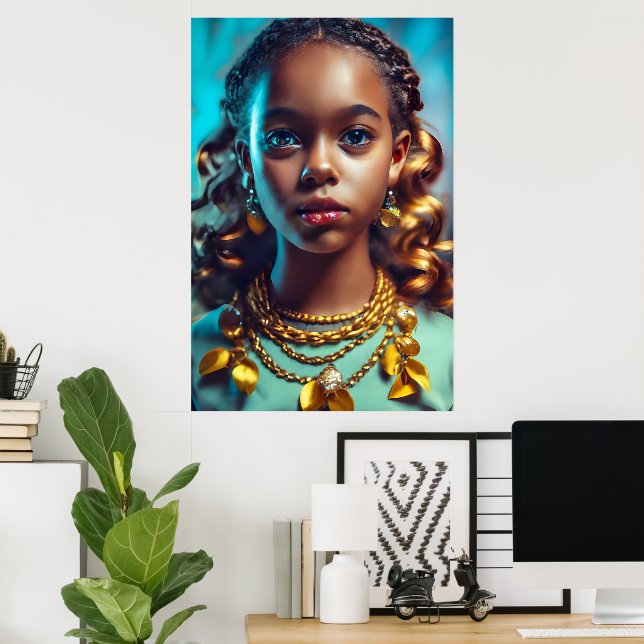 Poster Belle fille noire, Histoire des Noirs-Mois Patrimo (Bureau à domicile)