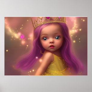 Poster Belle fille papillon ailes violet rose 2