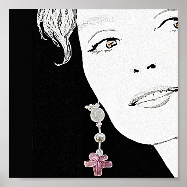 Poster Belle fille visage de la mode illustration art (Devant)