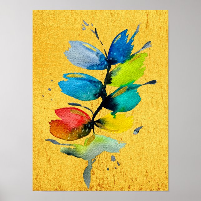 Poster Belle fleur d'aquarelle florale colorée (Devant)