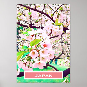 Poster Belle fleur de cerisier rose Voyage au Japon