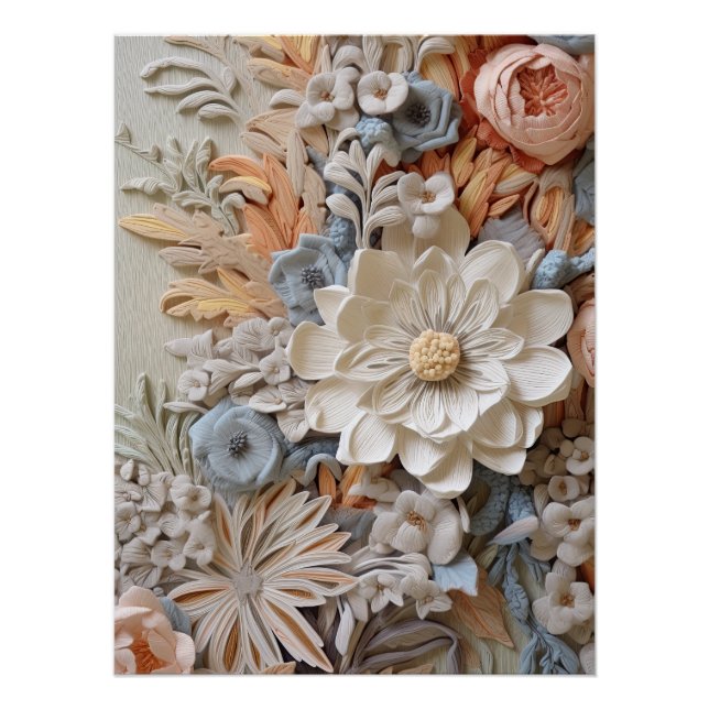 Poster Belle Florale Victorienne Élégante Jolie Fleurs (Devant)