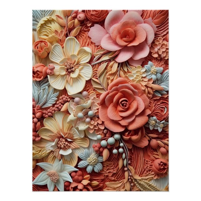 Poster Belle Florale Victorienne Élégante Jolie Fleurs (Devant)