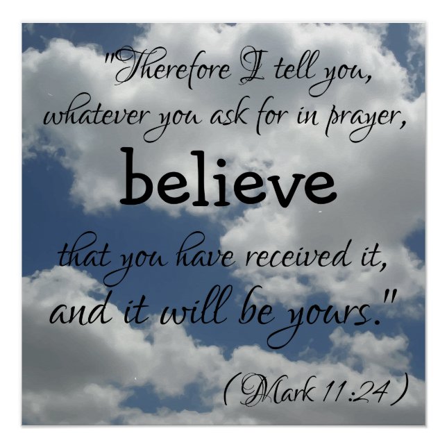 Poster Belle foi Bible Citation de la Bible Nuages (Devant)