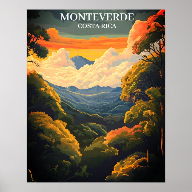 Poster Belle forêt nuageuse de Monteverde Costa Rica (Devant)