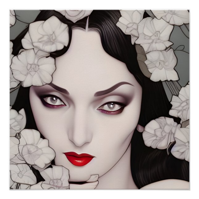 Poster Belle Gothique Femme IA Art Généré (Devant)