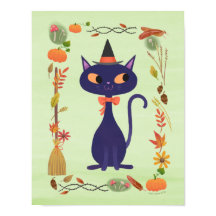 Belle Halloween sorcière Art Chat Imprimer