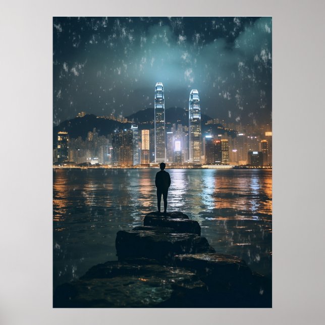 Poster Belle Horizon Hong Kong, Ville de nuit (Devant)