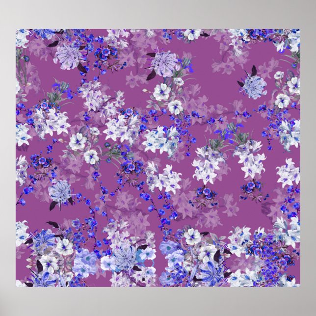 Poster Belle huile Peint Fleurs et Branches Minuscule Fl (Devant)