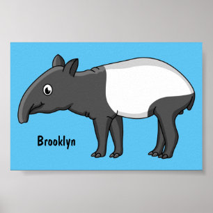Poster Belle illustration de tapir de dessin animé