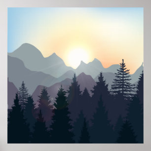 Poster Belle illustration du lever du soleil