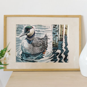 Poster belle laine sur l'eau en aquarelle