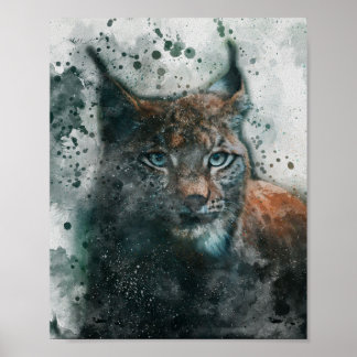 Poster belle lynx chat esthétique aquarelle peinture