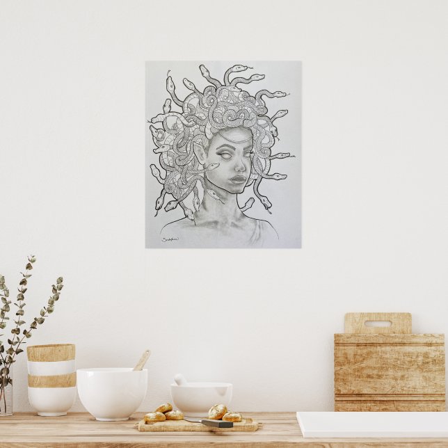 Poster Belle main dessinée Medusa (Cuisine)