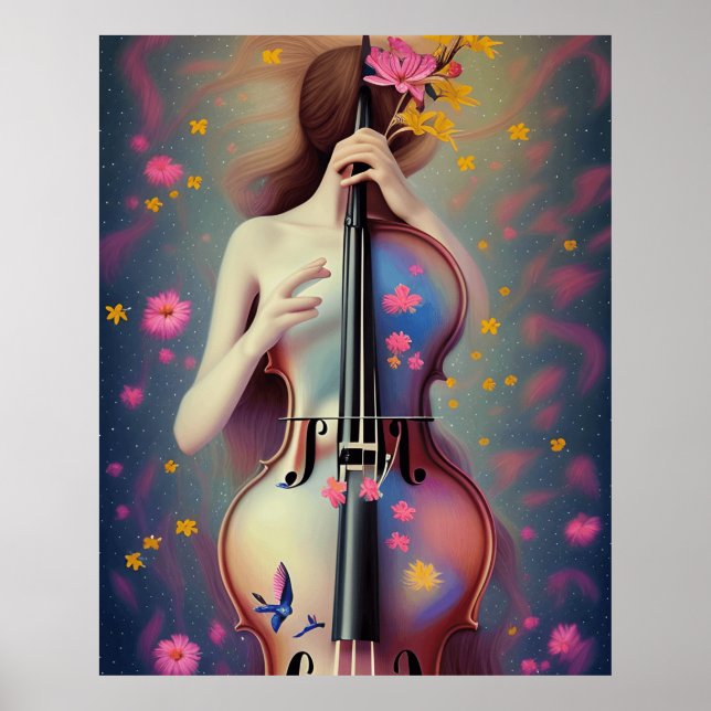 Poster Belle musique de fleurs Art Nouveau (Devant)