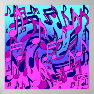 Poster Belle Musique Notes De Musique Enjouées Violet Ros