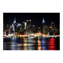 Belle New York Night Lights Reflecting River