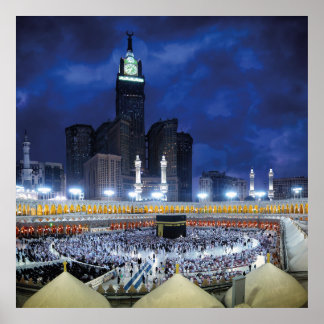 Poster Belle nuit de la mosquée mecque cadeau islamique