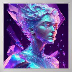 Poster Belle œuvre d'art IA, jolie femme de glace comme d