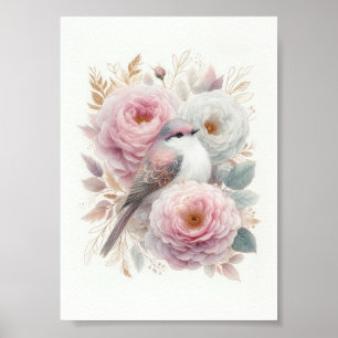 Poster Belle Oiseau & Art de Roses