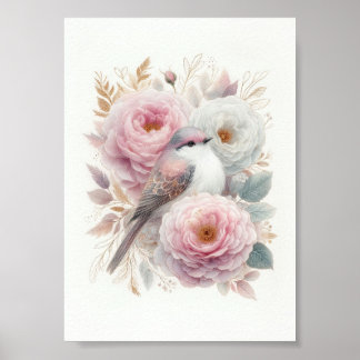 Poster Belle Oiseau & Art de Roses