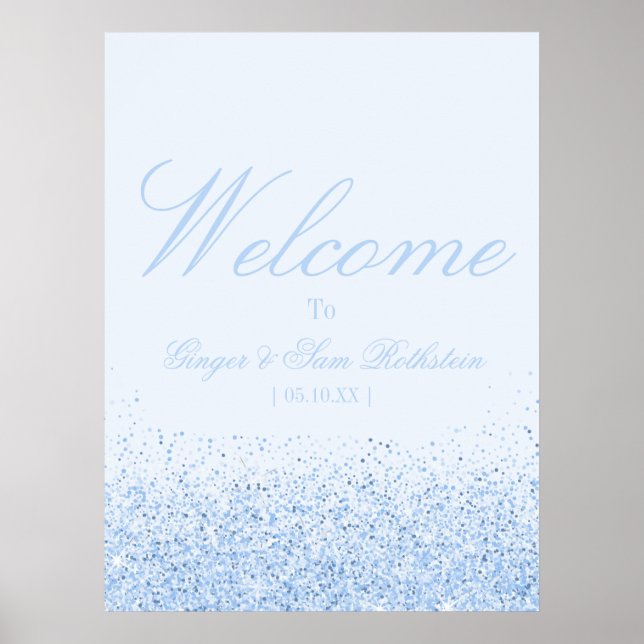 Poster Belle Parties scintillant Bleue Bienvenue (Devant)