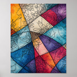 Poster Belle peinture à l'eau avec flottant